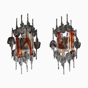 Large Brutalist Wall Sconces, Sweden, Set of 2