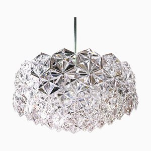 Grand Lustre en Chrome et Cristal de Kinkeldey, 1960s, Allemagne