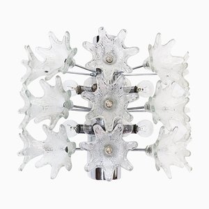 Large Wall Sconce with Murano Flowers & Chrome from Venini, Italy 1960s
