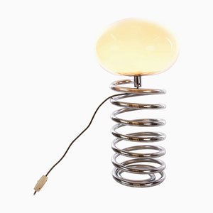 Large Spiral Table Lamp in Glass & Chrome by Ingo Maurer for Design M, 1965