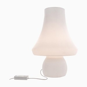 Huge Mushroom Table Lamp in White Murano Glass from De Majo, 1960s