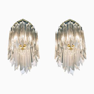 Wall Sconces in Crystal & Gilt Brass from Palwa, 1960s, Germany, Set of 2