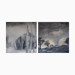 Gemälde, Ingrid Stolzenberg, Landschaft, 2er Set