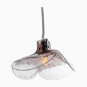 Lámpara colgante Tulip de cristal de Murano ahumado, Italia, años 60