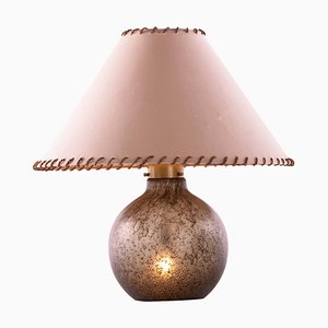 Deutsche Tischlampe aus Bernsteinfarbenem Muranoglas & Messing von Peill & Putzler, 1960er