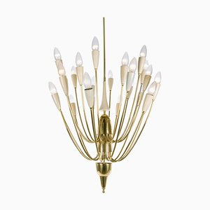 Austrian Monumental Sputnik Chandelier in Enamel & Brass from Kalmar, 1950s