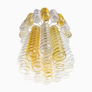 Italienischer Kronleuchter aus gedrehtem Bernstein & klarem Muranoglas von Venini, 1960er