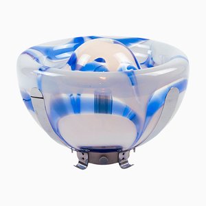 Lámpara de mesa Tulip italiana de cristal de Murano y cromo de Mazzega, años 70