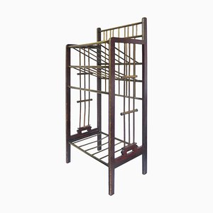 Viennese Secession Mahogany and Brass Magazine Stand, 1900s