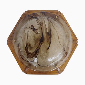 Plafón extragrande de cristal de Murano ámbar de Kaiser, años 60