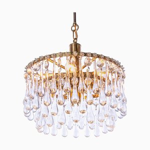 Vintage Teardrop Chandelier in Crystal Glass & Brass, 1960s