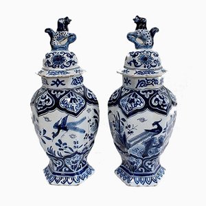 Earthenware Vases from Royal Delft, 19th Century, Set of 2