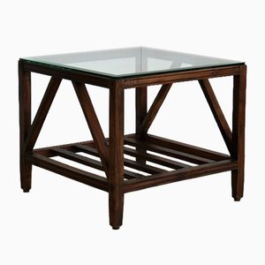 Vintage Danish Coffee Table with Glass Top