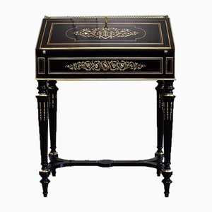 Small Napoleon III Sloping Desk in Blackened Pearwood, Early 19th Century