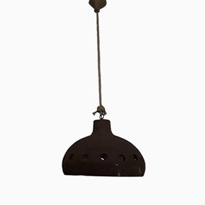 Lampada da soffitto vintage in ceramica marrone con interno non smaltato e interni smaltati di Zicoli Limbach, anni '70