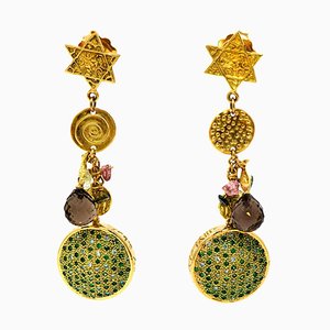 Pendientes Emerald, Tsavorite & Diamond en oro de 18 quilates