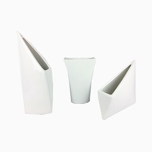 Vases Vintage en Céramique Blanche, Set de 3