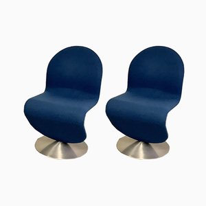 Blaue Modell 1-2-3 Stühle von Verner Panton für Fritz Hansen, 2er Set