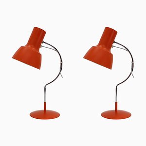 Lampes de Bureau Orange & Rouge par Josef Hurka, Czechoslovakia, 1960s, Set de 2