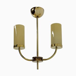 Lampada a sospensione Art Deco o Bauhaus in ottone, anni '30