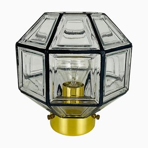 Mid-Century Deckenlampe aus Eisen & Glas von Glashütte Limburg, 1960er