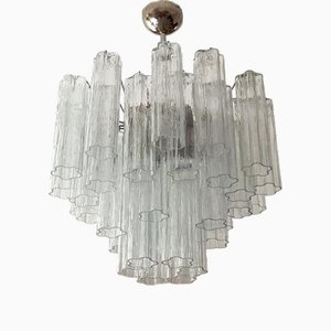 Lámpara de araña de cristal de Murano tubular de tamaño mediano