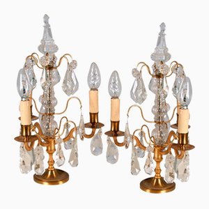 Crystal Chandelier Table Lamps, France, 1900s, Set of 2