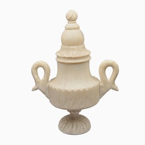 Alabaster Lidded Vases, Set of 2