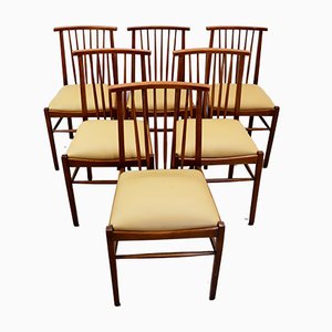 Italienische Stühle aus Holz & Kunstleder, 1960er, 6er Set
