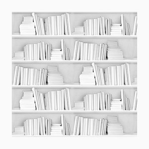 White Bookshelf Wallpaper