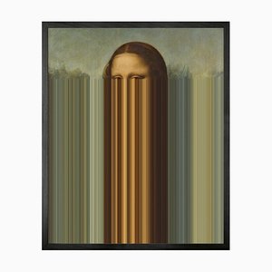 Small Mona Lisa Stripes Framed Printed Canvas