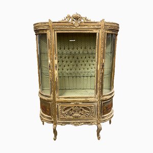 Vitrine Napoléon III Antique en Bois Doré Peinte à la Main, France, 1870s