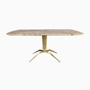 Mid-Century Marble and Brass Coffee Table Attributed to Cesare Lacca, 1950s