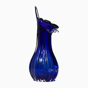 Vaso in vetro di Murano blu di Seguso, anni '60