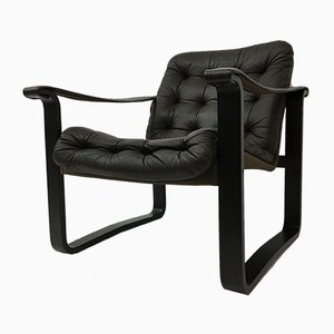 Fauteuil Safari en Cuir Marron Foncé, 1960s