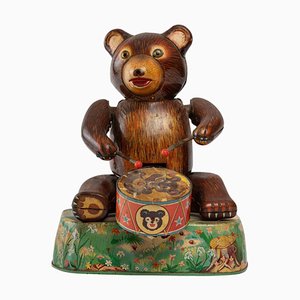 Tin Toy Bear with Tambourine