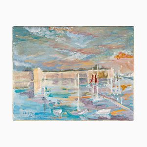 The Port, 20th Century, Huile sur Toile