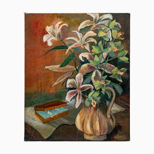 Ramo de flores, siglo XX, óleo sobre lienzo