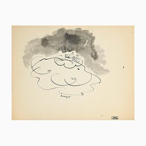 Henri Espinouze, The Storm, tinta original y acuarela, mediados del siglo XX