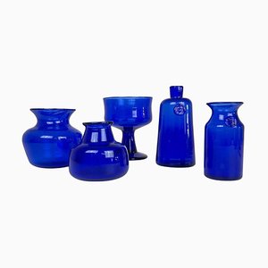 Collezione di cinque vasi blu di Erik Hoglund, Svezia, anni '60, set di 5