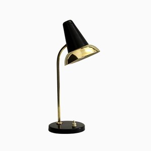 Mid-Century Adjustable Brass Table Lamp Attributed to Jacques Biny for Luminalité, 1950s