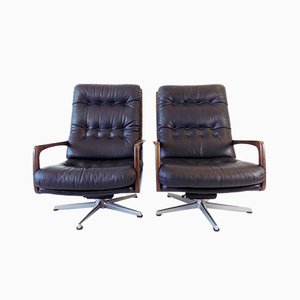 Black Leather Chair by Eugen Schmidt for Solo Form, Set of 2