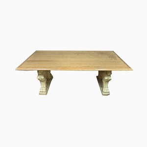 Antique Table with Asian Oak Top and Animal-Shaped Base