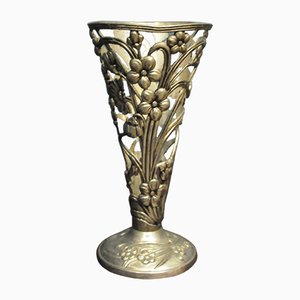 Jarrón escandinavo Art Déco vintage plateado