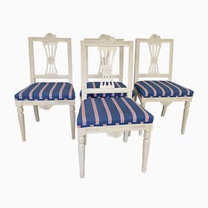 Gustavianische Stühle in New Upholstery, 4er Set