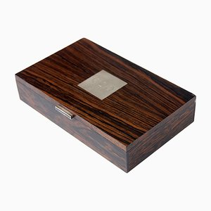 Box in Rosewood Inlaid with Silver by Hans Hansen, Mid-20th Century