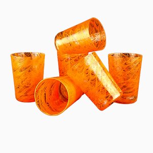 Bicchieri in vetro di Murano arancione di VRM, set di 6