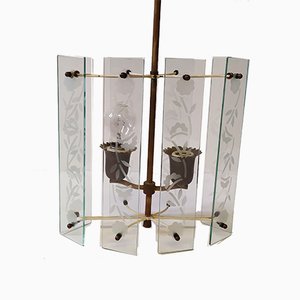 Lampada a sospensione in stile Fontana Arte, anni '40