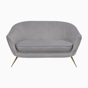 Sofá Mid-Century moderno de terciopelo curvado de Federico Munari, Italy, años 50