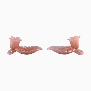 Scodelle sagomate in vetro rosa di Barovier & Toso, set di 2
